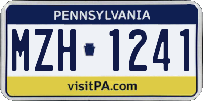 PA license plate MZH1241