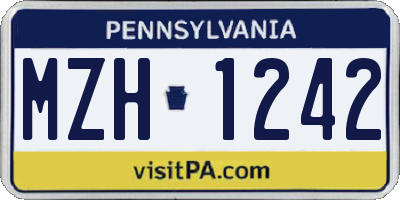 PA license plate MZH1242