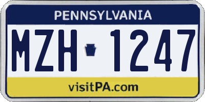PA license plate MZH1247