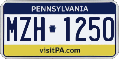 PA license plate MZH1250