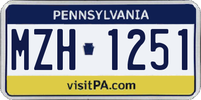 PA license plate MZH1251