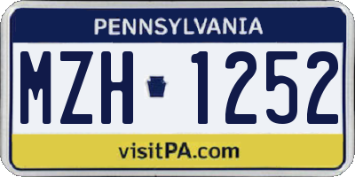 PA license plate MZH1252