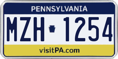 PA license plate MZH1254