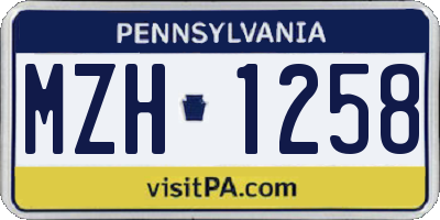 PA license plate MZH1258