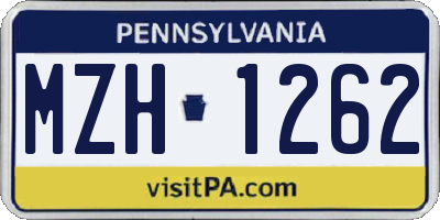 PA license plate MZH1262