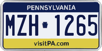 PA license plate MZH1265