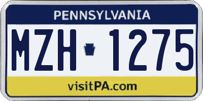 PA license plate MZH1275