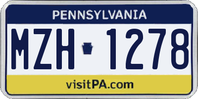 PA license plate MZH1278