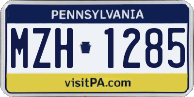 PA license plate MZH1285