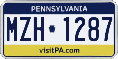 PA license plate MZH1287