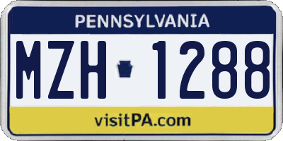 PA license plate MZH1288