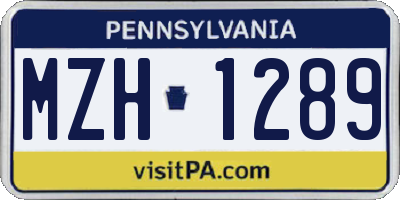 PA license plate MZH1289