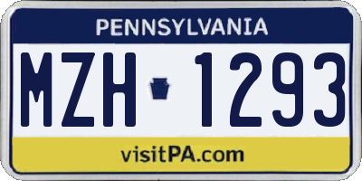 PA license plate MZH1293