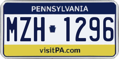 PA license plate MZH1296