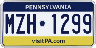 PA license plate MZH1299