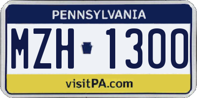 PA license plate MZH1300