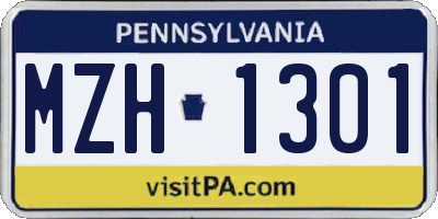 PA license plate MZH1301