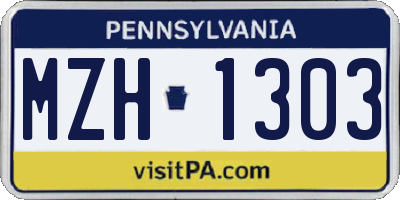 PA license plate MZH1303