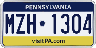 PA license plate MZH1304