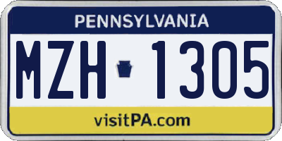 PA license plate MZH1305