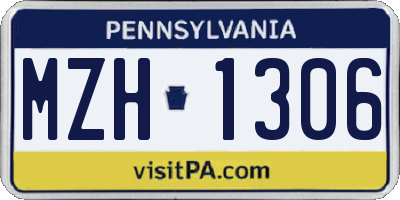 PA license plate MZH1306