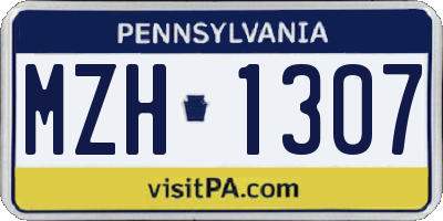 PA license plate MZH1307
