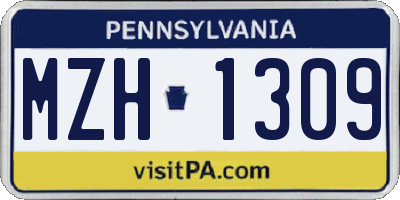 PA license plate MZH1309
