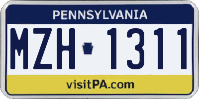 PA license plate MZH1311