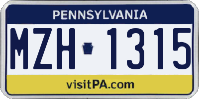 PA license plate MZH1315