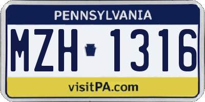 PA license plate MZH1316
