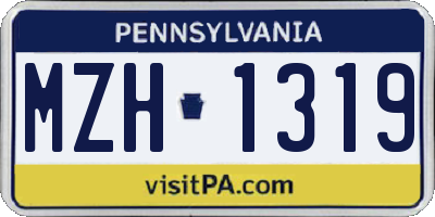 PA license plate MZH1319