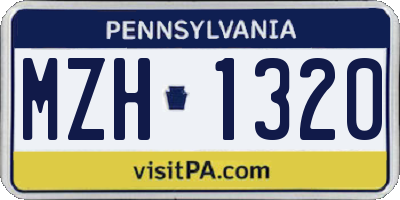 PA license plate MZH1320