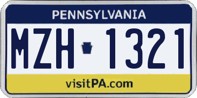 PA license plate MZH1321