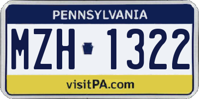 PA license plate MZH1322
