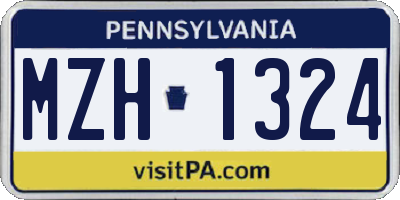 PA license plate MZH1324