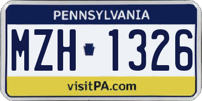 PA license plate MZH1326