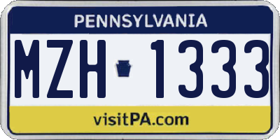 PA license plate MZH1333