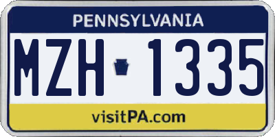 PA license plate MZH1335