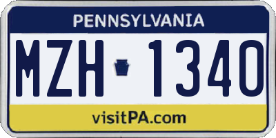PA license plate MZH1340