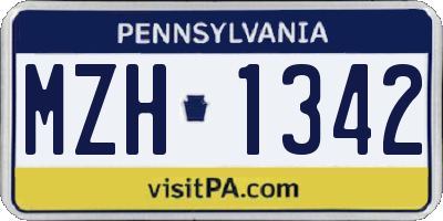 PA license plate MZH1342