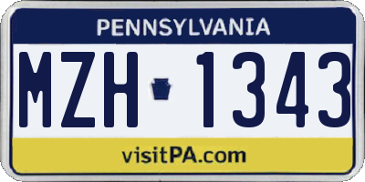 PA license plate MZH1343