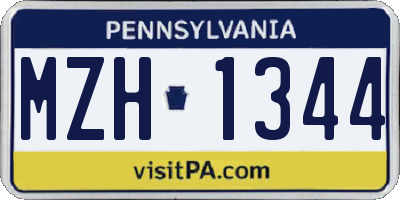 PA license plate MZH1344