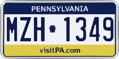 PA license plate MZH1349