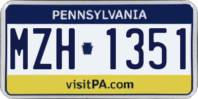 PA license plate MZH1351