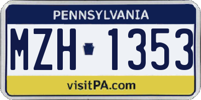 PA license plate MZH1353