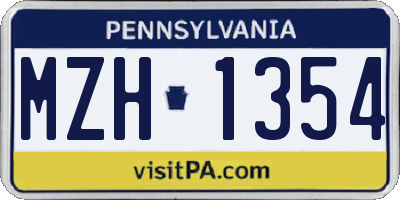 PA license plate MZH1354