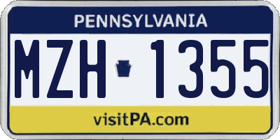 PA license plate MZH1355