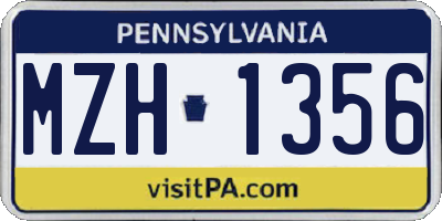 PA license plate MZH1356