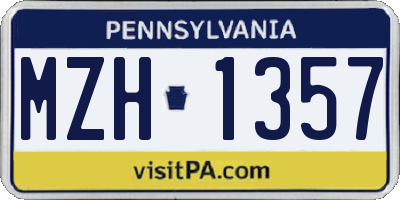 PA license plate MZH1357