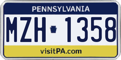 PA license plate MZH1358